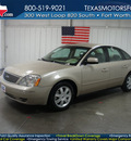 ford five hundred 2006 gold sedan se gasoline 6 cylinders front wheel drive automatic 76108