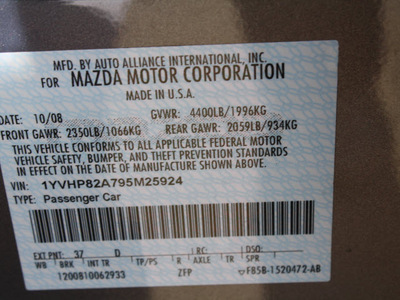 mazda mazda6 2009 gray sedan i touring gasoline 4 cylinders front wheel drive automatic 07702