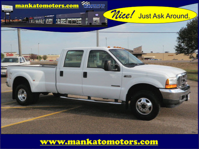 ford f 350 super duty 2001 white pickup truck crew cab xlt drw 4x4 diesel diesel diesel 4 wheel drive automatic with overdrive 56001