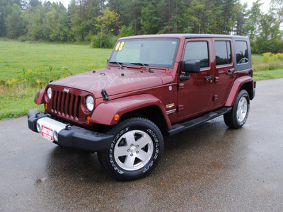 jeep wrangler unlimited 2008 dk  red suv sahara gasoline 6 cylinders 4 wheel drive automatic 44024