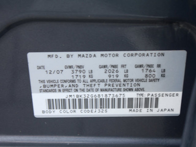 mazda mazda3 2008 gray sedan i sport gasoline 4 cylinders front wheel drive 5 speed manual 07702
