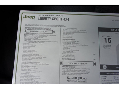 jeep liberty 2011 silver suv sport gasoline 6 cylinders 4 wheel drive automatic 07730