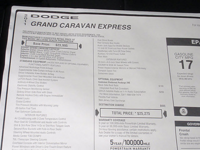 dodge grand caravan 2011 white van flex fuel 6 cylinders front wheel drive automatic 07730
