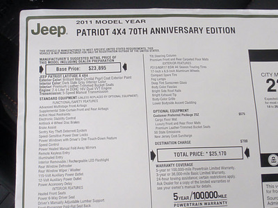 jeep patriot 2011 black suv gasoline 4 cylinders 4 wheel drive 5 speed manual 07730