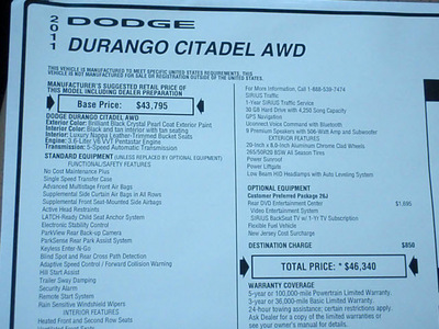 dodge durango 2011 black suv gasoline 6 cylinders all whee drive automatic 07730