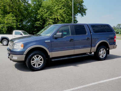 ford f 150 2005 blue pickup truck crew cab lariat 4x4 8 cylinders 4 wheel drive automatic with overdrive 56001