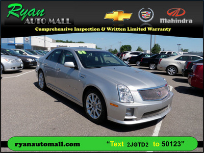cadillac sts v 2008 silver sedan leather sunroof navigation gasoline 8 cylinders rear wheel drive shiftable automatic 55313