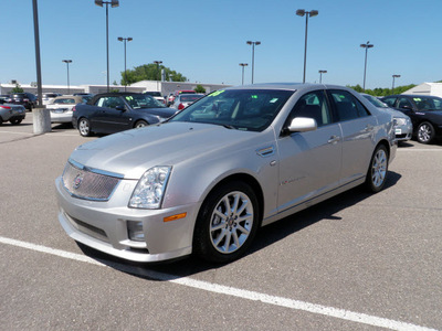 cadillac sts v 2008 silver sedan leather sunroof navigation gasoline 8 cylinders rear wheel drive shiftable automatic 55313