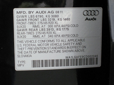 audi q7 2012 black suv 3 0t quattro premium plus gasoline 6 cylinders all whee drive tiptronic 46410