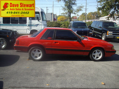 ford mustang 1989 red coupe lx gasoline 4 cylinders rear wheel drive automatic 43560