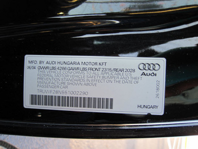 audi tt 2005 black coupe 250hp quattro gasoline 6 cylinders all whee drive automatic 46410