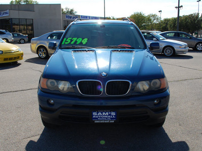 bmw x5 2003 topaz blue suv 3 0i gasoline 6 cylinders all whee drive automatic 67210