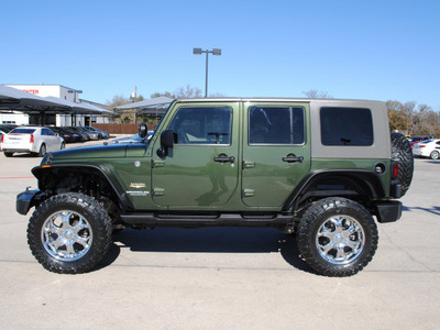 jeep wrangler unlimited 2008 green suv sahara gasoline 6 cylinders 4 wheel drive automatic with overdrive 76087