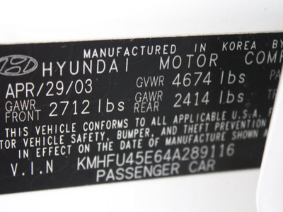 hyundai xg350 2004 white sedan l gasoline 6 cylinders front wheel drive automatic 07701