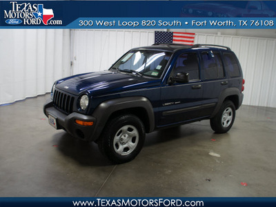 jeep liberty 2002 blue suv sport flex fuel v6 rear wheel drive automatic with overdrive 76108