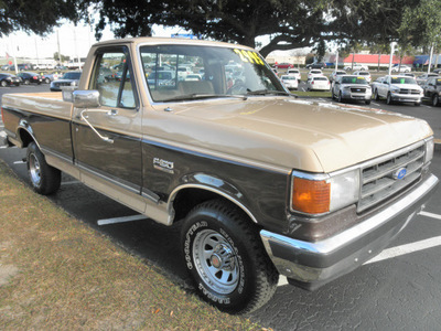 ford f 150 1989 tan pickup truck xlt lariat gasoline v8 rear wheel drive 4 speed with overdrive 34474