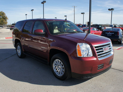 gmc yukon 2008 red suv hybrid hybrid 8 cylinders 2 wheel drive automatic 76087