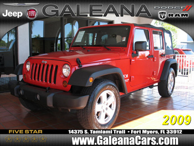 jeep wrangler unlimited 2009 red suv x gasoline 6 cylinders 2 wheel drive automatic 33912