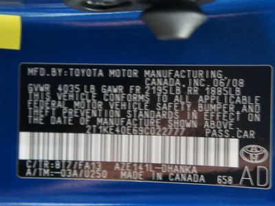 toyota matrix 2009 blue hatchback s gasoline 4 cylinders front wheel drive automatic 76108