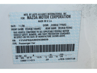 mazda mazda6 2009 white sedan i grand touring gasoline 4 cylinders front wheel drive automatic 07702