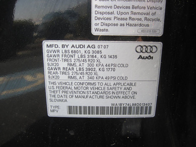 audi q7 2008 black suv 3 6 premium quattro gasoline 6 cylinders all whee drive automatic 46410