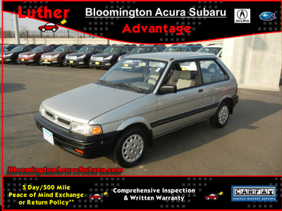 subaru justy 1989 silver hatchback gl gasoline 3 cylinders front wheel drive automatic 55420