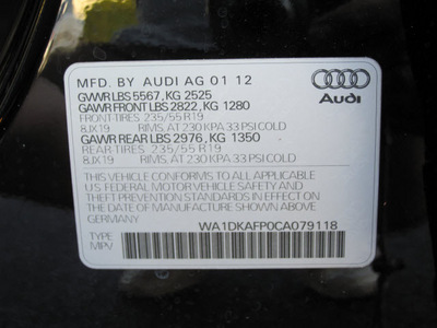 audi q5 2012 black suv 3 2 quattro premium plus gasoline 6 cylinders all whee drive 6 speed tiptronic 46410