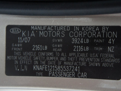 kia spectra 2008 beige sedan ex gasoline 4 cylinders front wheel drive automatic 76108