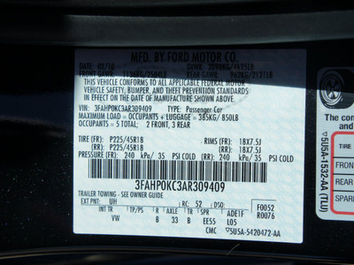 ford fusion 2010 black sedan sport gasoline 6 cylinders front wheel drive automatic 76108