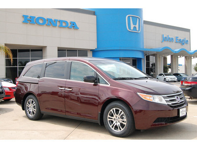 honda odyssey 2012 dark cherry pearl i van ex l w dvd gasoline 6 cylinders front wheel drive 5 speed automatic 77065