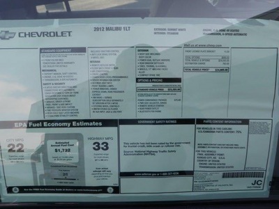 chevrolet malibu 2012 sedan lt w 1lt gasoline front wheel drive automatic 32086