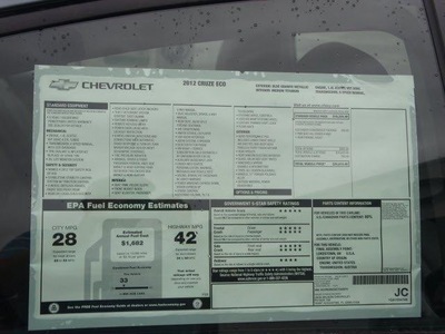 chevrolet cruze 2012 sedan eco gasoline front wheel drive 32086