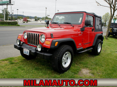jeep wrangler 2006 red suv sport gasoline 6 cylinders 4 wheel drive 6 speed manual 98371