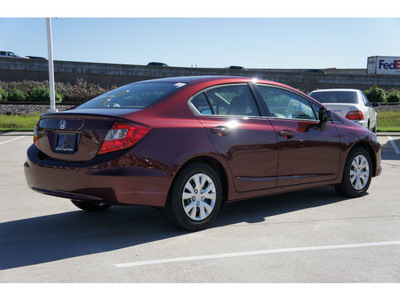 honda civic 2012 dk  red sedan lx gasoline 4 cylinders front wheel drive 5 speed automatic 77065