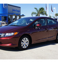 honda civic 2012 dk  red sedan lx gasoline 4 cylinders front wheel drive 5 speed automatic 77065