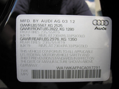 audi q5 2012 black suv 3 2 quattro prestige gasoline 6 cylinders all whee drive 6 speed tiptronic 46410