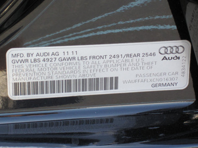 audi a4 2012 black sedan 2 0t quattro premium plus gasoline 4 cylinders all whee drive 8 speed tiptronic 46410