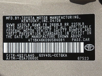 toyota camry 2009 tan sedan xle v6 gasoline 6 cylinders front wheel drive automatic 76108