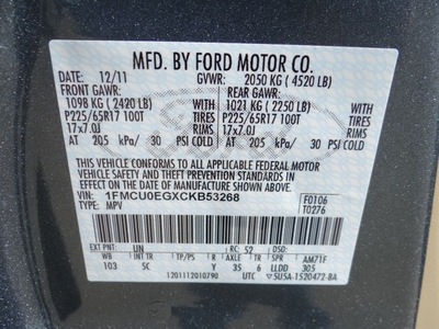 ford escape 2012 blue suv limited flex fuel 6 cylinders front wheel drive automatic 77388