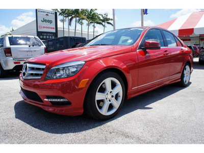 mercedes benz c class 2011 red sedan c300 sport gasoline 6 cylinders rear wheel drive automatic 33157