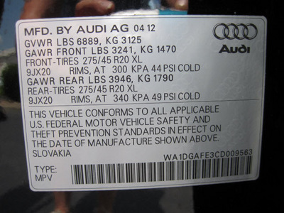 audi q7 2012 black suv 3 0t quattro s line prestige gasoline 6 cylinders all whee drive 8 speed tiptronic 46410