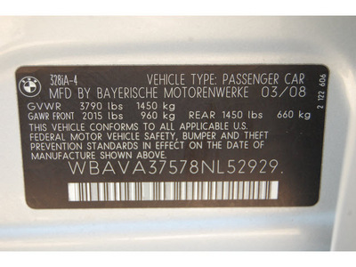 bmw 3 series 2008 silver sedan 328i gasoline 6 cylinders rear wheel drive automatic 77002