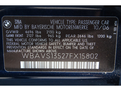 bmw 3 series 2007 blue wagon 328i gasoline 6 cylinders rear wheel drive automatic 77002