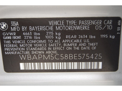 bmw 3 series 2011 gray sedan 335i gasoline 6 cylinders rear wheel drive automatic 77002