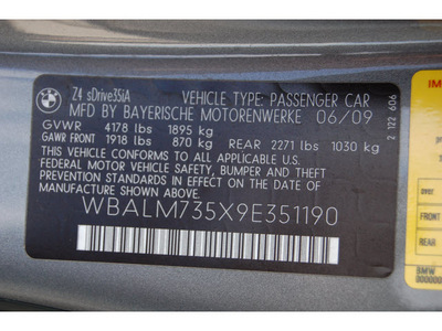 bmw z4 2009 dk  gray sdrive35i gasoline 6 cylinders rear wheel drive automatic 77002