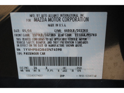 mazda mazda6 2004 dk  gray sedan s gasoline 6 cylinders dohc front wheel drive 5 speed manual 77002