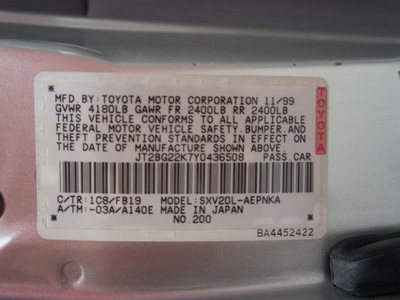 toyota camry 2000 silver sedan le gasoline 4 cylinders front wheel drive automatic with overdrive 76116