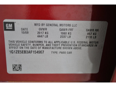 chevrolet malibu 2010 red sedan ltz gasoline 4 cylinders front wheel drive automatic 78216