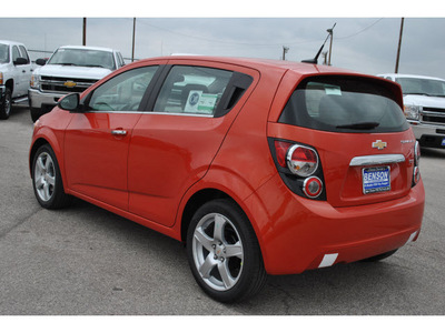 chevrolet sonic 2012 orange hatchback ltz gasoline 4 cylinders front wheel drive automatic 78216