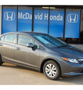 honda civic 2012 dk  gray sedan lx gasoline 4 cylinders front wheel drive automatic with overdrive 77034